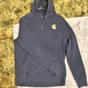 Carhartt Dark Blue Hoodie with Yellow Logo